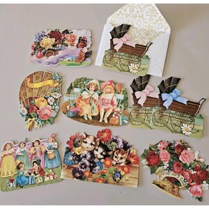 Cartes victoriennes découpées avec des matrices (9) Collection éphémères reproduite à partir d'antiquités inutilisées