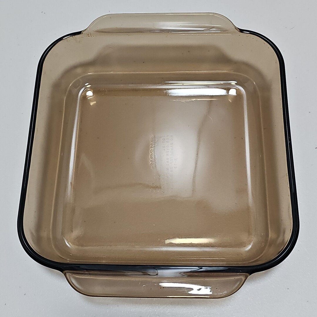 Pyrex Tan Square Pyrex Visions Amber Square Pan #222-R Brown Glass 2qt Baking Dish 8x8 ...