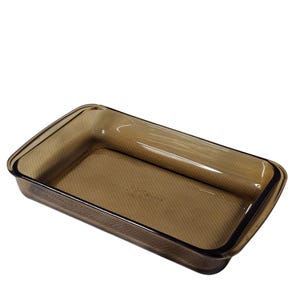Pyrex Amber Brown Cake Pan 2 lt/qt baking dish Fireside glass casserole 232M