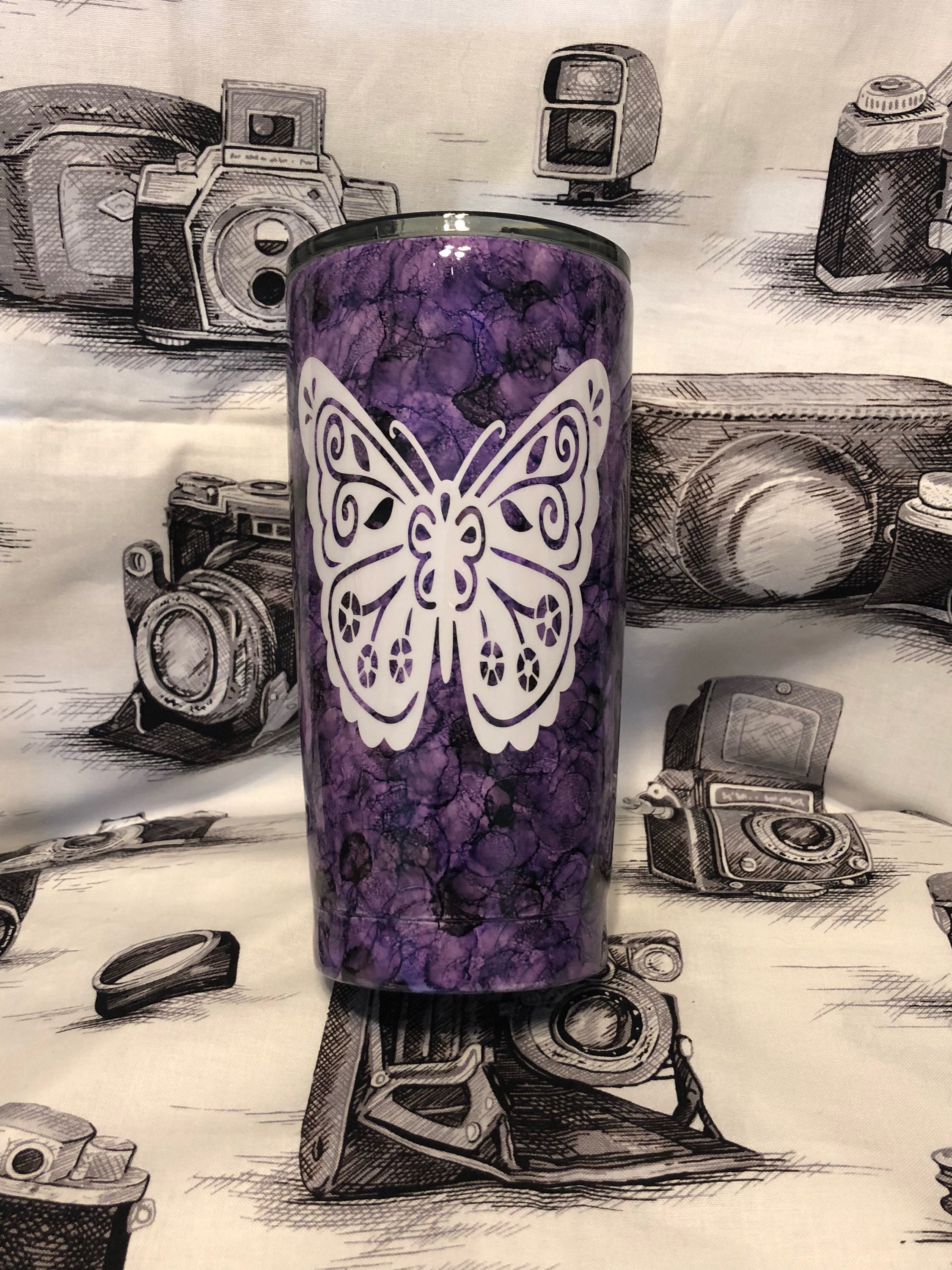 Butterfly Cup Alcohol Ink Cup Pink Butterfly Coffee Cup Etsy UK