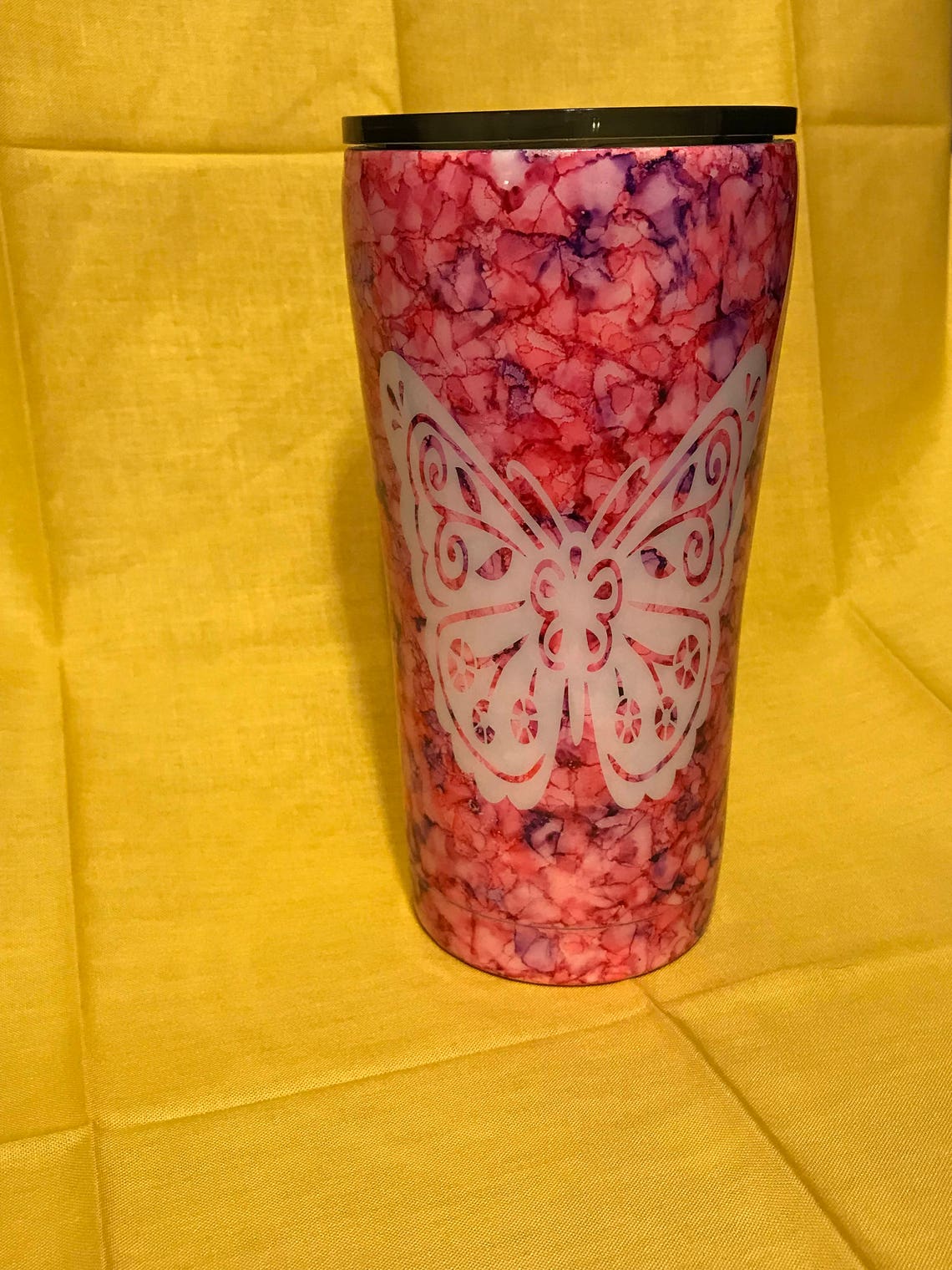 Butterfly Cup Alcohol Ink Cup Pink Butterfly Coffee Cup Etsy UK