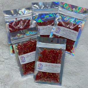 Pedrería de color rojo oscuro, pedrería, pedrería de jalea AB plana, 4 mm, 5 mm, pedrería de espalda plana no hot fix Jelly AB, 2.000 piezas