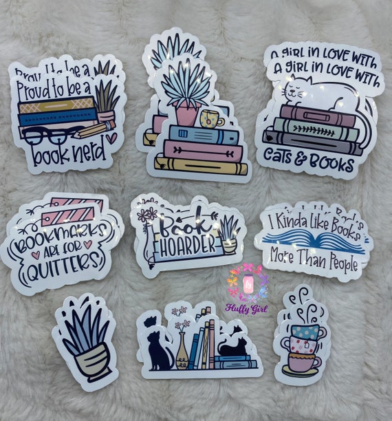 Book Stickers, Cat Lady Stickers, Stickers, Cute Stickers, Book