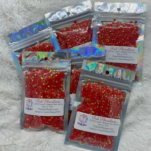 Diamantes de imitación rojos, diamantes de imitación, diamantes de imitación de gelatina AB con espalda plana, 4 mm, 5 mm, diamantes de imitación de espalda plana sin fijación caliente Jelly AB, 2.000 piezas