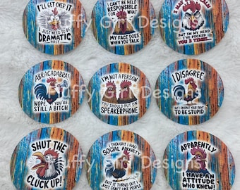 Sarcastic Cardstock, Chicken Cardstock, Freshie Cardstock,  Sarcastic Chicken Freshie Cardstock, Funny Cardstock, 2.5” or 3&quot;Cardstock Rounds
