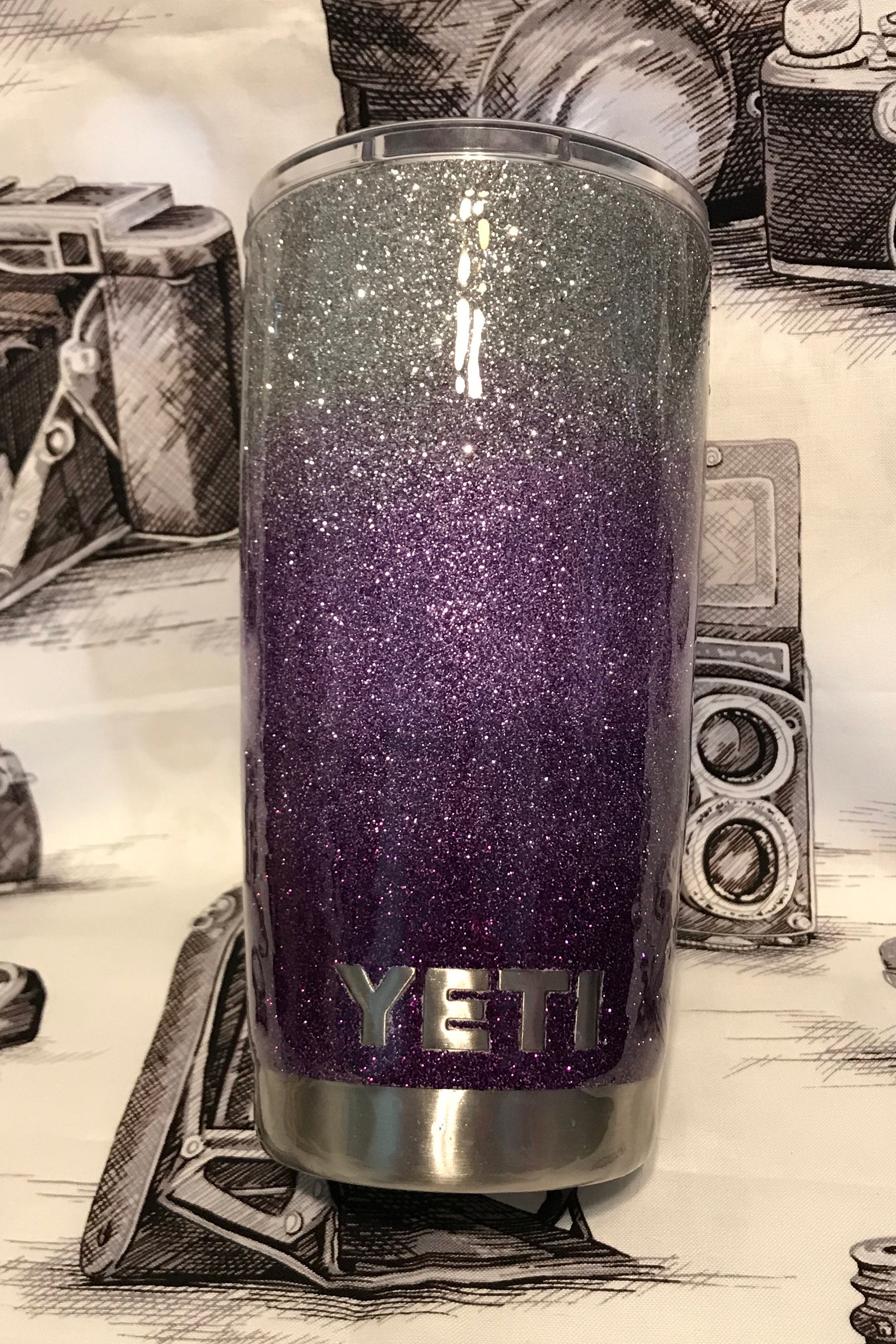 Glitter coated YETI ~ Stainless Steel ~ 20 oz Rambler Tumbler ~ Light Purple  ~ Lavender ~ Coffee mug or cup by MapleCreekShoppe on