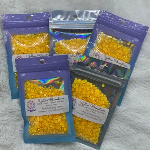 Yellow Rhinestones, Rhinestones, Flatback AB Jelly Rhinestones, 4mm, 5mm, Jelly AB Non Hot Fix Flatback Rhinestones, 2,000 Pieces