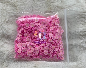 Fleur, fleurs en polymère, fleurs en polymère, FIMO, paillettes, paillettes de fleurs, porte-clés de fleurs, fleurs de bricolage, faux fruits, polymère de fleur rose