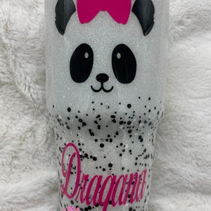 Panda Cup, Tumbler, Panda Face, Animal Face Tumbler, Glitter Cup, Glitter Tumbler, Panda Tumbler, Kids Cup, Girls Cup, Gift