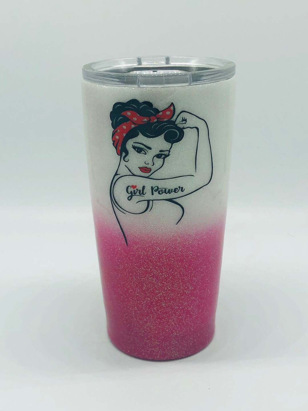Glitter Cup, Girl Power, Glitter, Girl, Pin up Girl, Cup, Tumbler, Girl