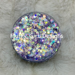 Purple Puff, Glitter, Chunky Mix Glitter, Chunky Glitter, Polyester Glitter, Purple Glitter, High Quality Glitter, 1oz. Container