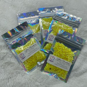 Neon Yellow Rhinestones, Rhinestones, Flatback AB Jelly Rhinestones, 4mm, 5mm, Jelly AB Non Hot Fix Flatback Rhinestones, 2,000 Pieces