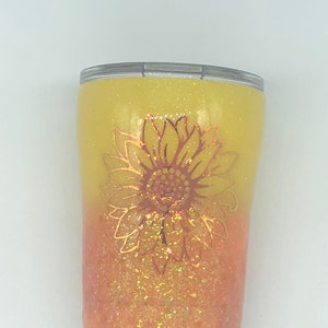 Sunflower Tumbler, Flower Cup, Glitter Cup, Ombre, Yellow Cup, Tumbler, Glitter, Flower, Orange Tumbler, Kids Cup, Girl Cup, Cup