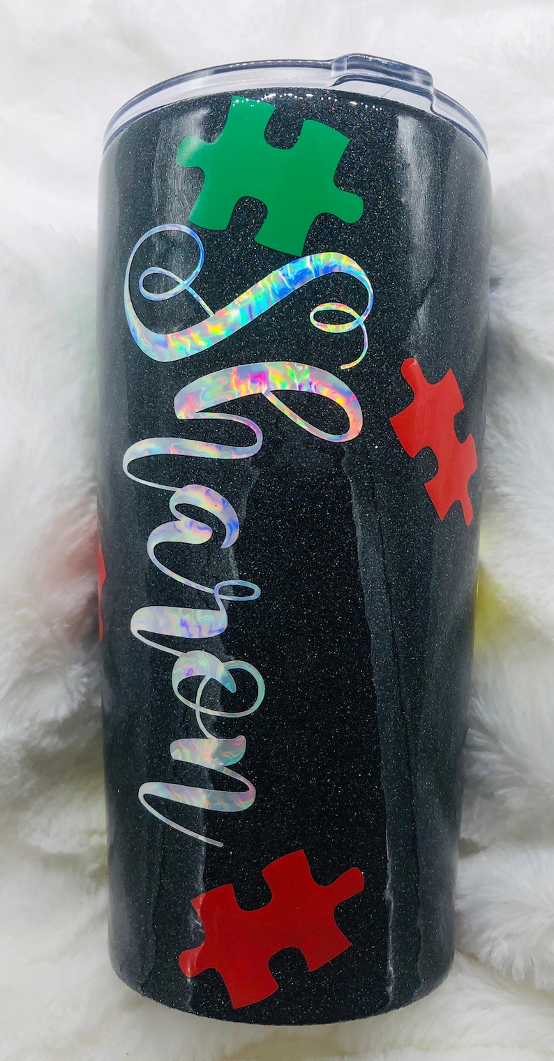 Autism Tumbler Autism Mom Cup Glitter Tumbler Glitter Cup Etsy
