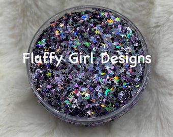 Glitter, Star Glitter, Moon Glitter, Chunky Glitter, Glitter Shapes, Gothic Glitter, Dark Glitter, Purple Glitter, Midnight