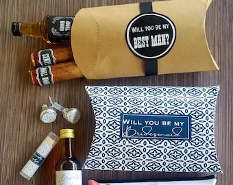 Will you be my Groomsman or bridesmaid proposal box kits flamingo wedding party chocolate cigars |gift for bride tribe or groom troop liquor