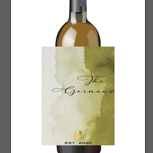 Custom Monogram Wine Labels: Watercolor Wedding, Bridal Shower (Set of 10)