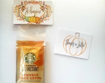 Pumpkin spice and everything nice coffee latte gift | wedding favors | fall harvest hi pumpkin baby shower | Thanksgiving bag toppers sets