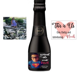 Adoption Shower Mini-Weinflaschenetiketten: Personalisierte Gotcha Partygeschenke - Set mit 10 Stück
