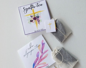 Sympathy funeral custom tea bags favors ⎜ memorial service gifts personalized wrappers in loving memory friendship cup party | SET OF 10