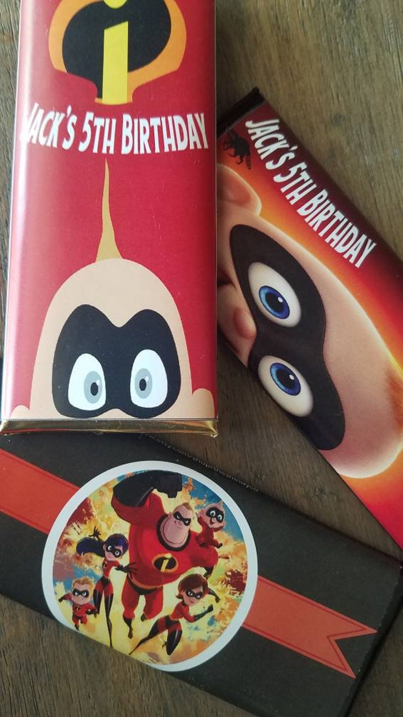 Incredibles Jack Jack birthday party favors chocolate bars Etsy
