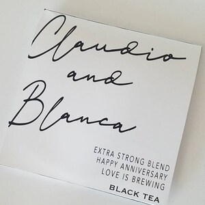 Personalized Tea Bag Favors: Minimalist Wedding Anniversary Set of 10