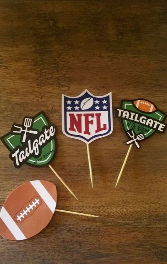 NFL draft football Sports Party Cupcake Toppers super bowl baby tailgate event team jersey ⎜ dessert decorations ⎜ Personalized ⎜SET OF 12 Il_570xn