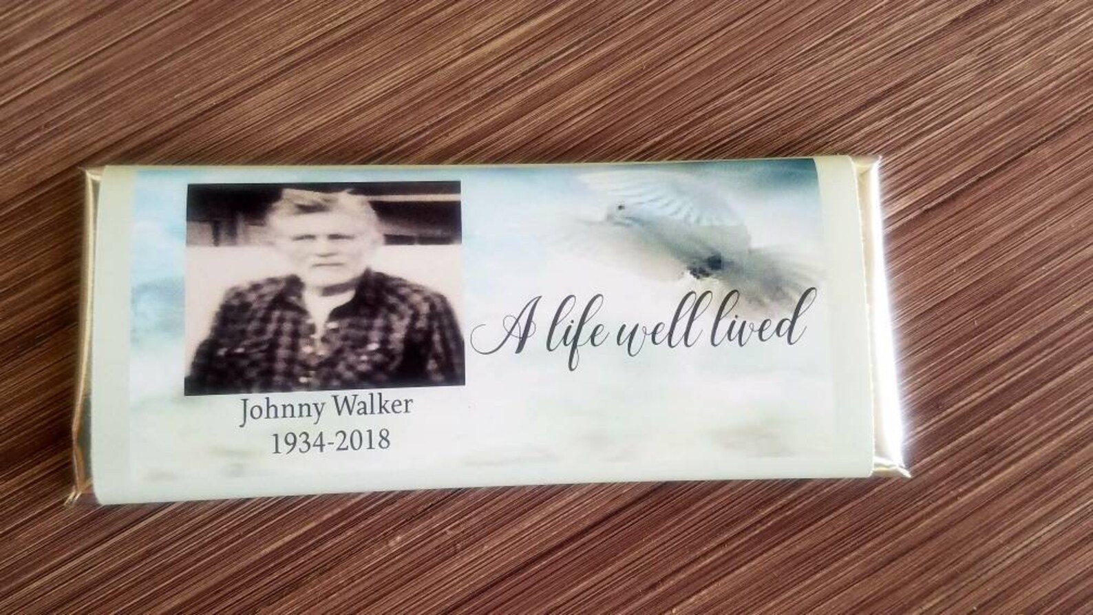 Funeral chocolate bar favors personalized photo in loving Etsy