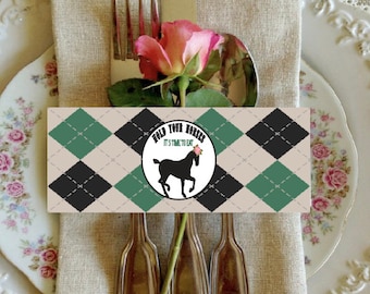 Kentucky Derby napkin rings ⎜custom utensil holders ⎜Derby bachelorette argyle place setting decor Hold your horses party favors ⎜ SET OF 10