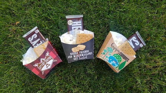 custom camping Smores gift boxes BBQ sleepover favors bonfire party | neighborhood block gifts glamping backyard camp outdoor SET OF 10 Il_570xn