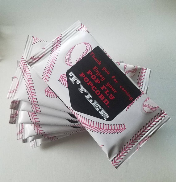 Baseball party favors | Personalized popcorn boys spring training | Custom kids sports the sandlot stitch pattern | stick ball | SET OF 10 Il_570xn