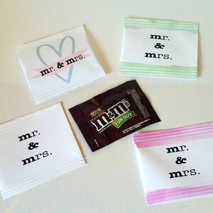 Custom M&Ms wedding candy favors bridal shower gifts mini mms packet bride and groom chocolates affordable favors watercolor SET OF 25 image 4