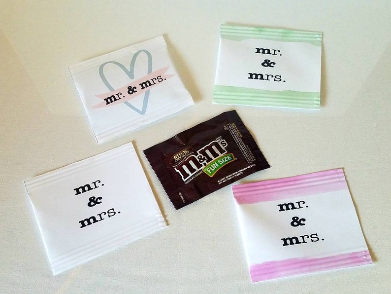 Custom M&Ms wedding candy favors bridal shower gifts mini mms packet bride and groom chocolates affordable favors watercolor SET OF 25 image 4