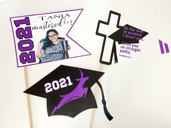 Graduation centerpiece cutouts 2021 party Grad decorations | masters degree PhD bach | cap | religious catholic psalm college high school Il_570xn