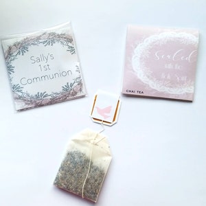 Confirmation first communion or baptism retreat gifts tea bag favors custom tea bags catholic personalized wrappers envelope SET OF 10 image 1