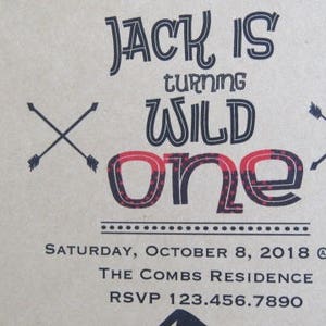 Boys Camping sleepover InvitationsWild One boho chic partylil bear party Invitesunique kids invitationwilderness outdoors campSET OF 10 image 3