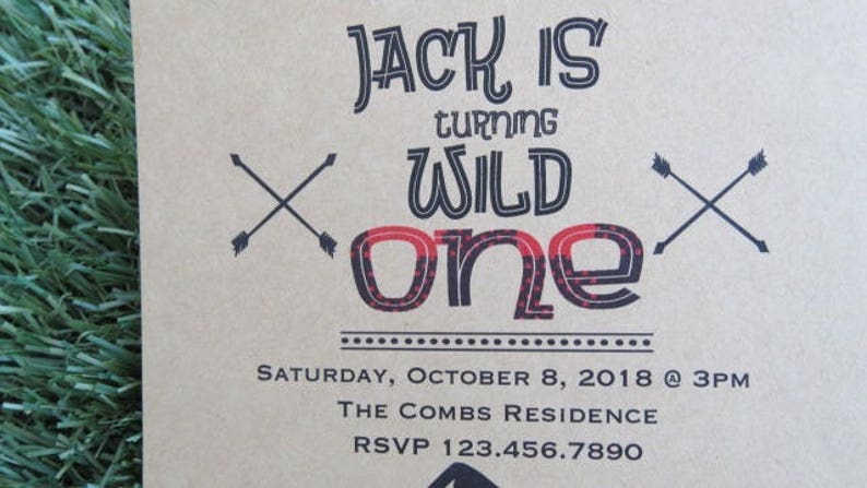 Boys Camping sleepover InvitationsWild One boho chic partylil bear party Invitesunique kids invitationwilderness outdoors campSET OF 10 image 3