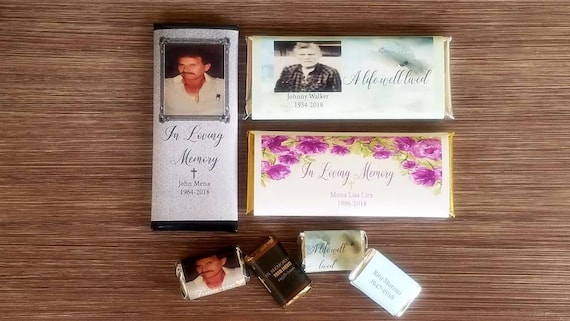 Funeral chocolate bar favors photo | in loving memory of church memorial service gifts | funeral reception favors celebration of life candy Il_570xn