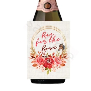 Etiquetas para botellas de vino de Kentucky Derby Run for the Roses / champán para fiestas / etiquetas para licores con temática de caballos