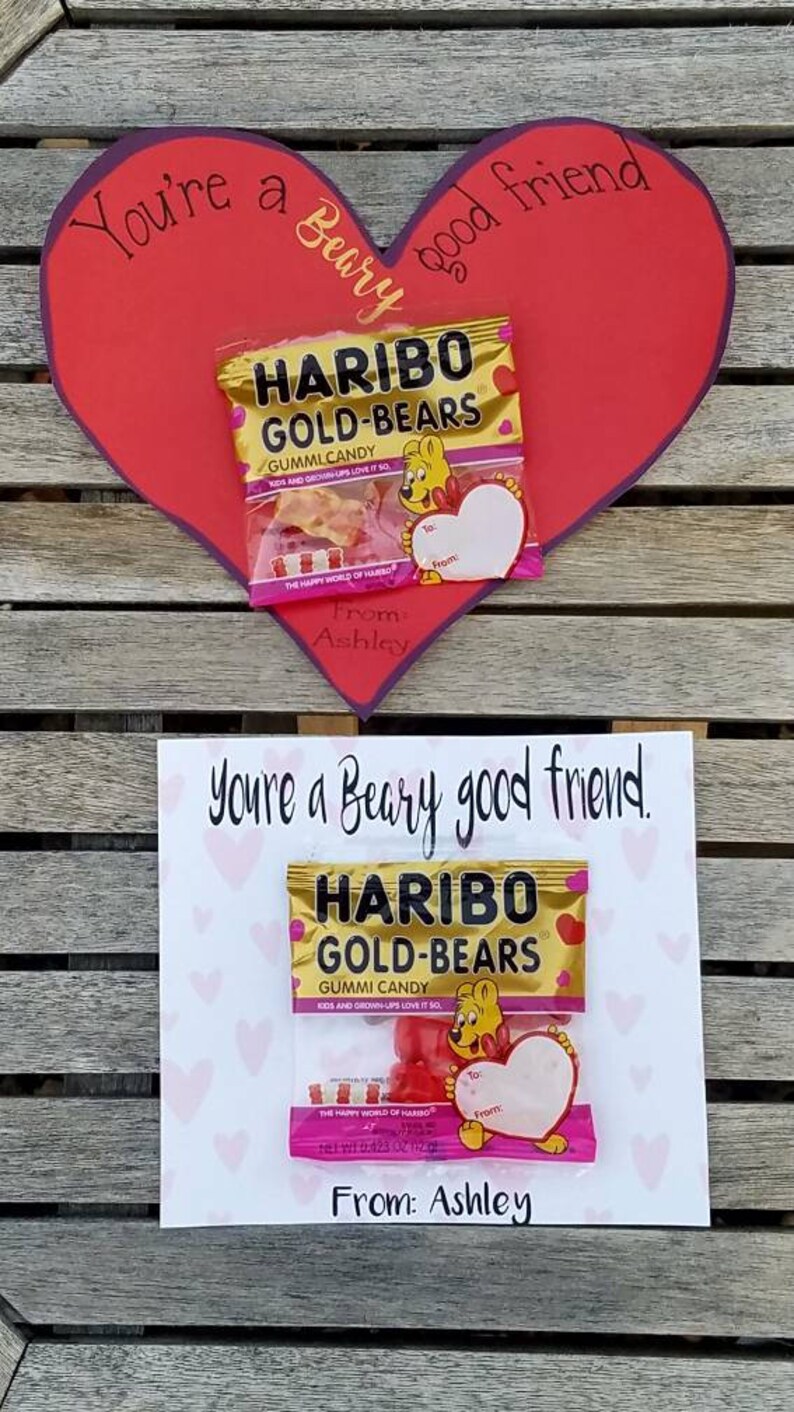 Valentine's day heart gummy bear candy classroom treats friend gift sets class treats gifts cheap affordable beary special SET OF 10 image 1