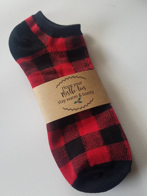 Personalized Sock Gifts Wrap Labels Gift Buffalo Check Socks Stocking Stuffers Neighbor Family Affordable Holiday Christmas Comfy Sleeves By The Shindy Co Catch My Party