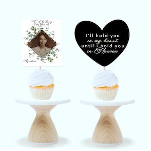 Personalized Memorial Cupcake Toppers: Celebration of Life Decor - Set of 12