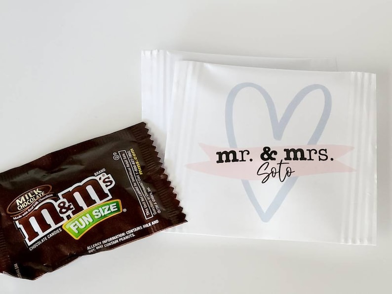 Custom M&Ms wedding candy favors bridal shower gifts mini mms packet bride and groom chocolates affordable favors watercolor SET OF 25 image 1