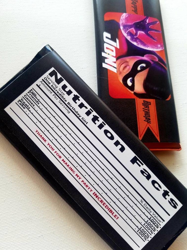 Incredibles Jack Jack birthday party favors chocolate bars Etsy