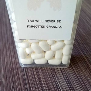 Funeral reception bereavement tic tacs photo mint labels favors sympathy gifts In loving memory tictacs memorial service celebration of life image 4