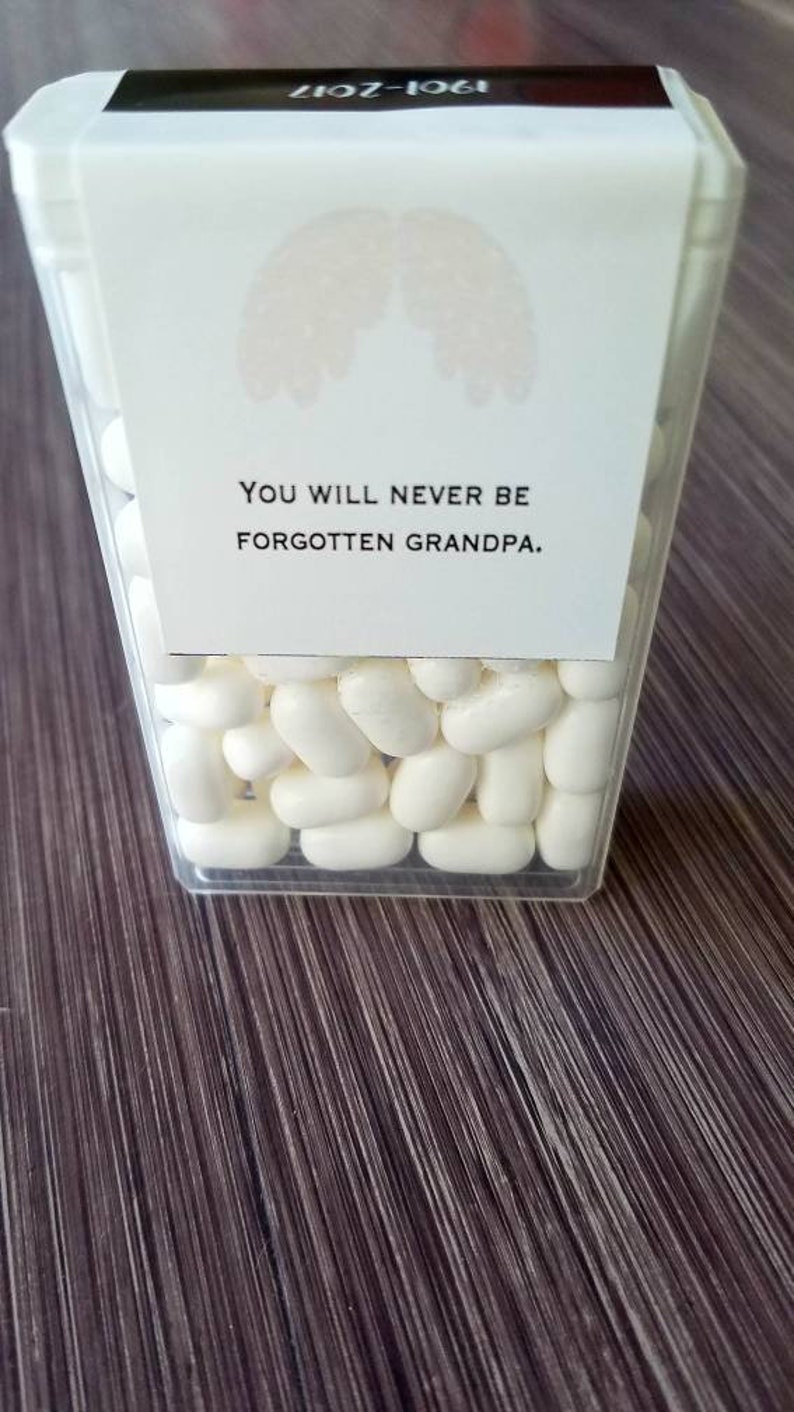 Funeral reception bereavement tic tacs photo mint labels favors sympathy gifts In loving memory tictacs memorial service celebration of life image 4