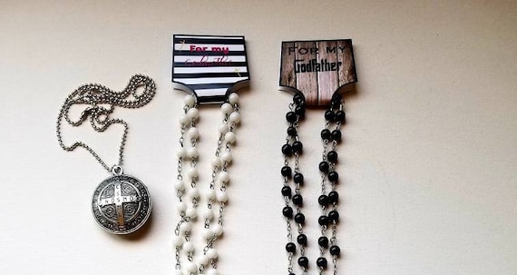 Will you be my Godfather or Godmother proposal rosaries | custom Rosary gifts for Godparents padrinos | st Benedict locket baptismal gifts Il_570xn