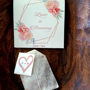 Custom Tea Bag Favors: Bridal Shower, Wedding Tea (Set of 10)