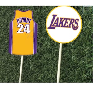 Lakers Jersey Cupcake Toppers: Basketball Party Decorations