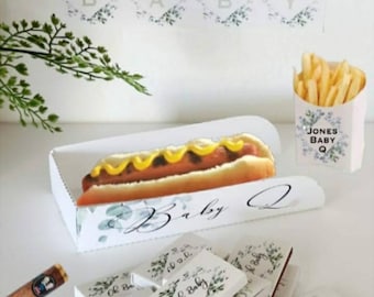 Custom hot dog or food tray boats boxes baseball homerun derby shower BBQ baby party barbecue taco holder favors cookout container in sets